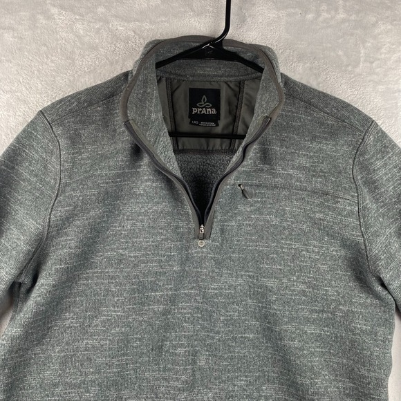 Prana Sweater Mens Large Gray 1/4 Zip Pullover Bryce Knit Fleece Sweatshirt - Picture 5 of 10